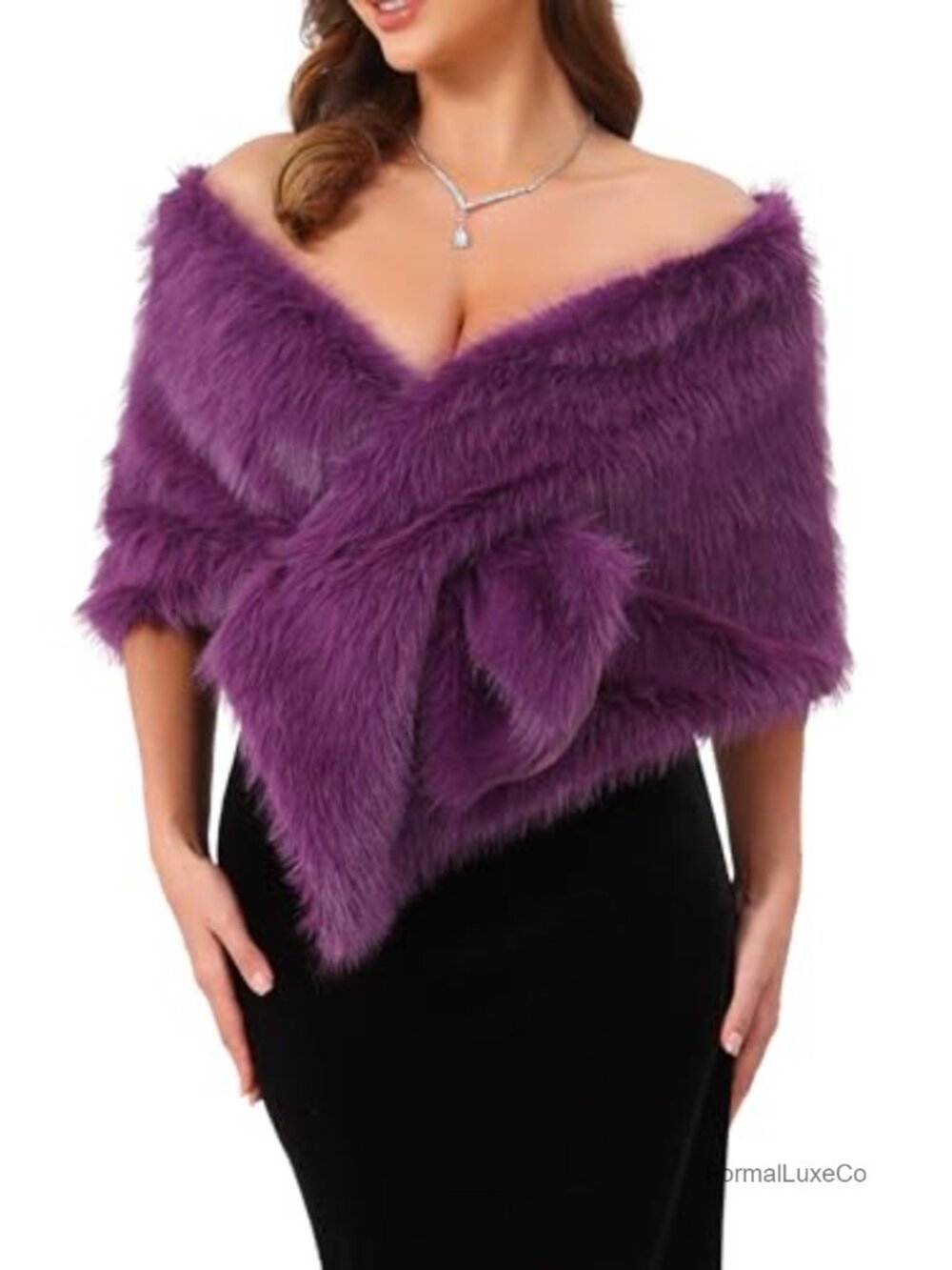 Faux Fur Shrug Wedding Shawl Wrap Cape Clasp Formal Evening Cover Up